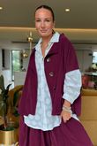Made in Italy Cooper Needlecord Cap Sleeve Jacket Beetroot